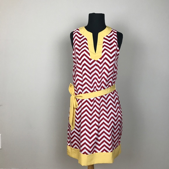 MUD PIE chevron print red white midi Small - Picture 8 of 8